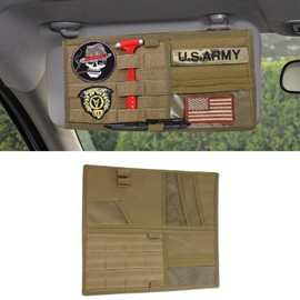 QZTYTY Molle Visor Panel Organizer, Molle Car Sun Visor Organizer, Large Molle Visor Panel Vehicle Tactical Sun Visor Holder, Universal Car Sunshade Storage Pouch Car Accessories for Cars (Mud Color)