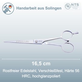 NTS-Solingen Shiny Line Hairdressing Scissors, Professional Hair Scissors, High-Gloss Polished, Micro-Toothed, Made in Solingen, 16.5 cm = 6.5 Inches