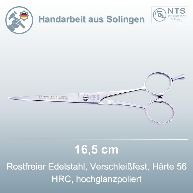 NTS-Solingen Shiny Line Hairdressing Scissors, Professional Hair Scissors, High-Gloss Polished,