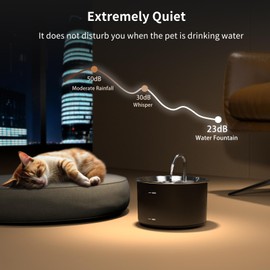 Vividorama Cat Water Fountain Stainless Steel Lid, 3L/101oz Pet Water Fountain, Dog Waterer with Quiet Pump and 4-Layer Filtration for Cats and Dogs