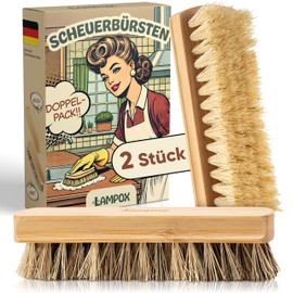 lampox® Set of 2 scrubbing brushes with bristles in hard and soft • carpet brush, root brush, scrubber brush, cleaning brushes, scrubber natural bristles, brush cleaning