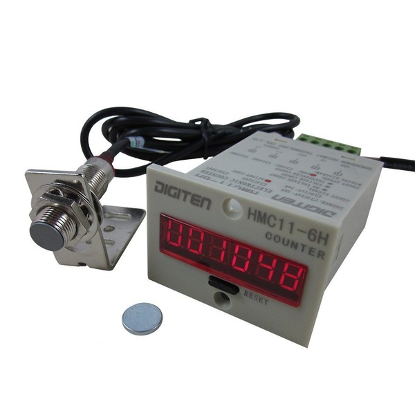DIGITEN 12V-24V 6-Digit 0-999999 LED Display Digital UP Counter+Hall NPN