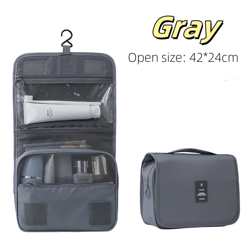Hanging Toiletry Bag for Travel – Foldable Polyester Organizer with
