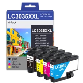 LC3035XXL Ultra High Yield Ink Cartridge Set (4-Pack, 1BK/1C/1M/1Y) Replacement for Brother LC3035 LC3033 BK/C/M/Y XXL Ink Cartridges Work for MFC-J995DW MFC-J805DW MFC-J815DW Printer