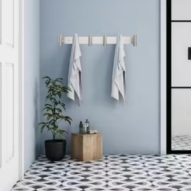 DGYB Large Coat Rack Wall Mount 6 Brushed Nickel Coat Hooks Wall Mount Stainless Steel 16 inch Towel Hanger for Bathroom Bedroom Mudroom Entryway