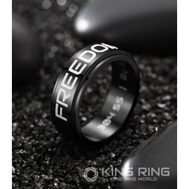 King Ring 8mm Freedom Spinner Ring – Stainless Steel Ring for Men & Women Fidget Ring Men Rings Intertwine Fidget Spinner K08 – Black Matt 8