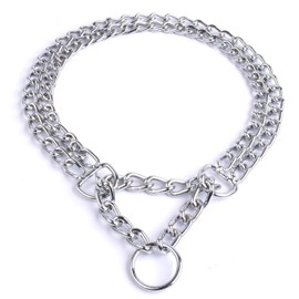 Dog Choker Collar Martingale Collar Training Double Row Chain Heavy Duty Collar for Medium Large Dogs (L-20” (Suitable for Neck 15-18"))