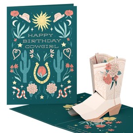 Lovepop Birthday Pop-Up Card for Her and Him - 3D Greeting Cards for Boys, Girls, Men, Women - Happy Birthday Cowgirl - 5" x 7" Card - Blank Note Card & Envelope Included