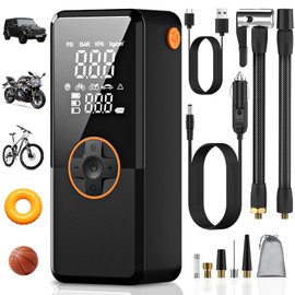 Antifnuo Elektrische Luftpumpe, Luftpumpe Elektrisch mit 10000mAh Akku, 150PSI Tragbar Mini Kompressor mit Manometer, Fahrradpumpe Elektrisch mit Digital LCD Bildschirm fr Fahrr?der, Motorr?der, Auto & B?lle