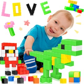 SVYHUOK Magnetic Building Blocks Cube 64 Blocks Children's Magnetic Toy, Educational Magnetic Cube Toy, Funny Early Magnetic Game, Magnetic Building Blocks Gifts for Boys and Girls