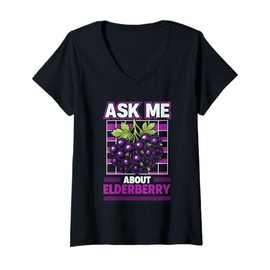 Womens Elderberry Ask Me About It Herbalist Retro Funny Foraging V-Neck T-Shirt