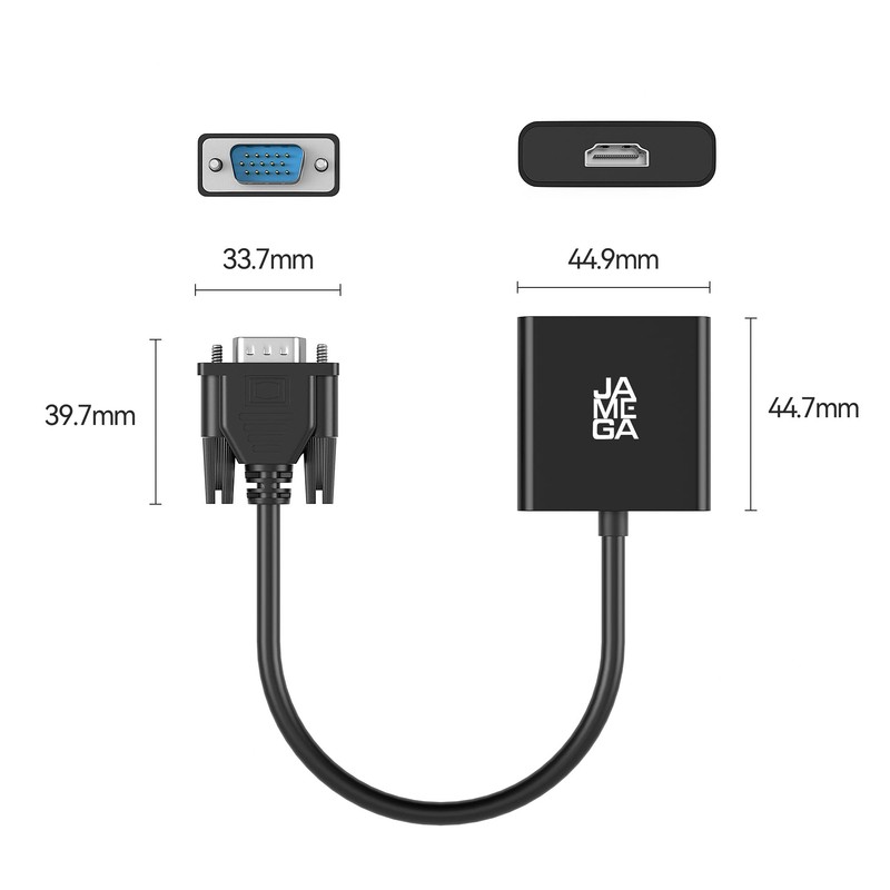 JAMEGA - VGA to HDMI Adapter with Audio Support 1080P