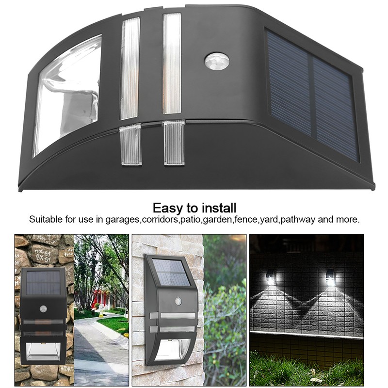 Solar Powered PIR Motion Sensor 2 LED Path Wall Light