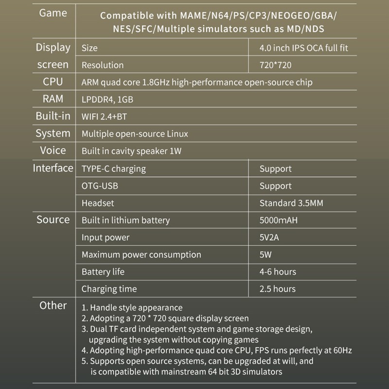 Powkiddy Handheld Game 4.0-inch IPS High-clear Screen, Open Source Game