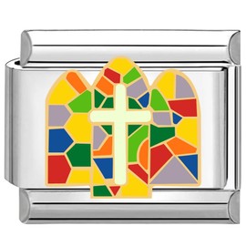 Quiges - 9mm Italian Style Charm Link Module Stainless Steel colorful Cross for Italian Style Bracelets