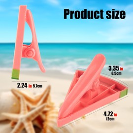 CAIRIAC - Clips de toalla de playa estilo sandía, bonitos clips para silla de piscina para toallas, soportes para toallas de playa para sillas de descanso, paquete de 4 pinzas grandes de plástico para