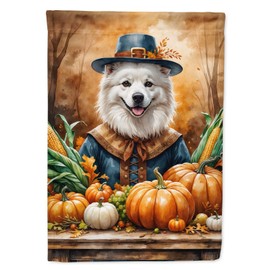 Caroline's Treasures American Eskimo Thanksgiving Garden Flag Mailbox Flag Decorative Yard Flag Banner Outside Patio Artwork Yard Flower Beds, Garden Size, Multicolor