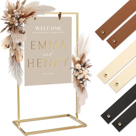 Elegant Wedding Welcome Sign Stand – Sturdy Welcome to Our Wedding Sign Holder for Seating Charts & Event Decor - A Beautiful Brass Metal Easel to Welcome Guests & Celebrate Your Love
