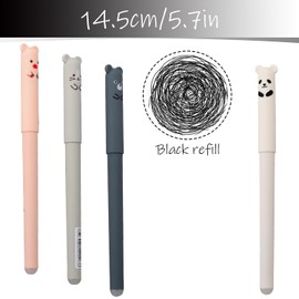 Tabanzhe 4PCS Animal Gel Ink Pens - Cartoon Erasable Erasable Magic Erasable Pen - Fun Erasable Magic Pens for Students and Office Use (Black, 0.35MM)