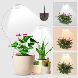 Wolezek 2 in 1 Grow Lights for Indoor Plants, 3 Colors Plant Lights for Indoor Growing with 360° Gooseneck, 48 LEDs Full Spectrum Plant Grow Lights Indoor, 6/12/16H Timer, 5 Brightness, 2 Pack