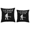 License To Blow Autumn Leaf Blower Throw Pillow