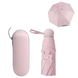 YZDZSW Travel Umbrella, 6 Ribs Mini Umbrella, Folding Travel Umbrella Small UV Umbrella with Capsule Case Mini Anti-UV Umbrella for Men Women 90 x 55cm(pink)