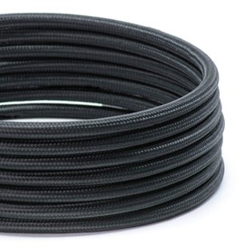 TheCable.Store 3 Core Round Black Electrical Cable (3 x 0.75mm²) (3 Meters) Vintage Fabric Braided Electrical Wire DIY Lighting