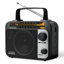 LEOTEC AM FM Radio with Bluetooth,Portable Vintage Transistor Radio Rechargeable Battery/4 AA Cell Battery Operated/Plug in Wall,AUX,Big Speaker,Headphone Small Gifts for Senior