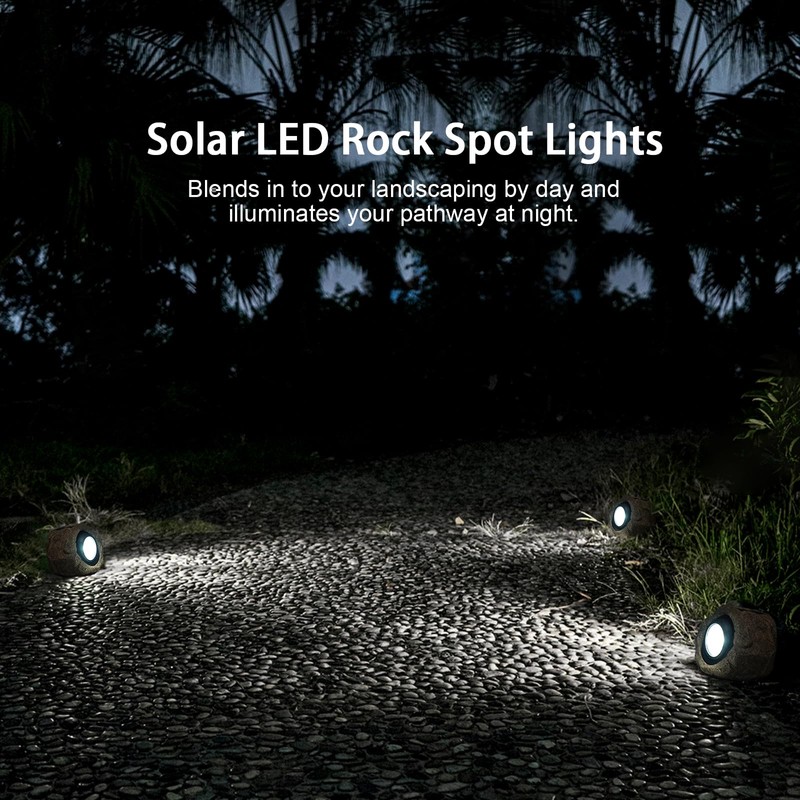 VISFLAIR 2 Pack Solar Rock Lights, Outdoor Decorative Garden Spotlights