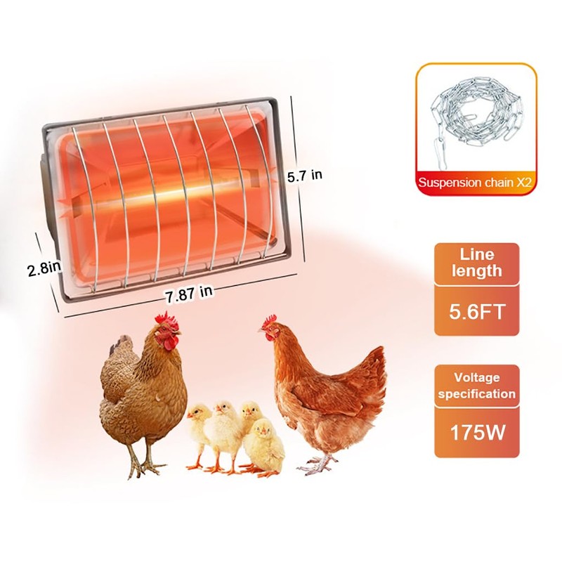 Winter Chicken Coop Heater,Waterproof Heating Lamp for Chicks Ducks Pets