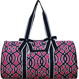 Quilted Weekend Travel Overnight 20" Large Duffle Bag 3 (Vine Pink Navy)