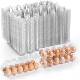 40 Eggs Transparent Plastic Organiser，Plastic Egg Cartons ，Egg Tray for Fridge，Kitchen Tray Home， Each Space for 12 Eggs