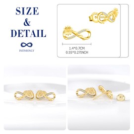 INFINIONLY Necklace Bracelet and Earring for women girl, 925 silver Jewelry Sets, cute sunflower and infinity symbol necklace bracelet earring, infinity symbol design, Inlaid Zircon, gold