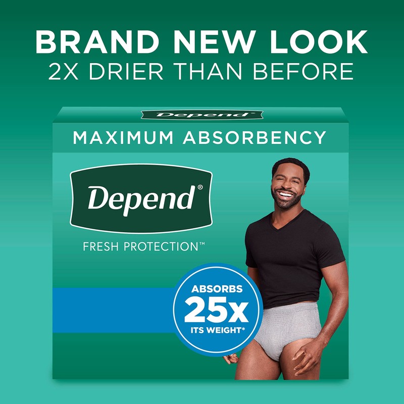 Depend FIT-FLEX Incontinence Underwear for Men, Maximum Absorbency, Disposable, S/M,