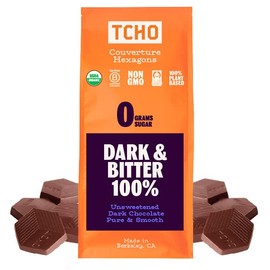 TCHO Dark & Bitter 100% Unsweetened Dark Chocolate Baking Couverture (6.6lb Bag) | Organic & Fair Trade Certified | Non GMO, Non-Dairy, Vegan, Soy Free