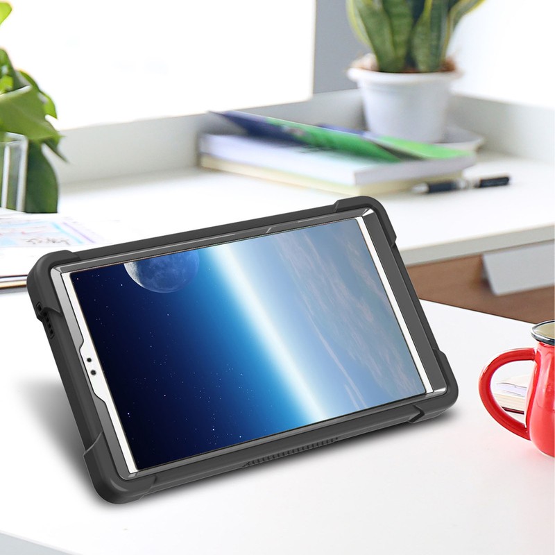 Tablet Case Black Silicone Precise Cutouts Shock Absorbent Stable Kickstand