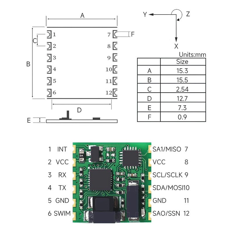 Industrial-Grade Magnetometer: JY-RM3100 High Resolution Magnetomagnetism, Magnetic Field Sensor, TTL/SPI/IIC
