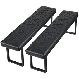 STHOUYN 58” Padded Dining Table Bench Pair of 2 for 6-8 Person, Faux Leather Indoor Cushioned Bench, Extra Long Bench for Dining Room Table, Bedside Bench, Shoe Bench, Entryway Bench (Black, 58")