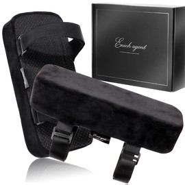【Business Award】Enich Agent Elbow Rest Cushion, Both Elbows Set, Memory Foam, Armrests, Chair, Japanese Instruction Manual Included (English Language Not Guaranteed), Black, Size L, 10.0 x 4.1 x 2.0