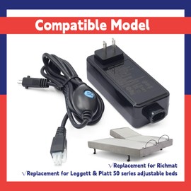 Dusledel PS1L-A29018-2 Class 2 Power Supply Replacement for Richmat for Leggett & Platt 50 Series Adjustable Bed Adapter with Cable, 130V 50/60Hz 2.5A