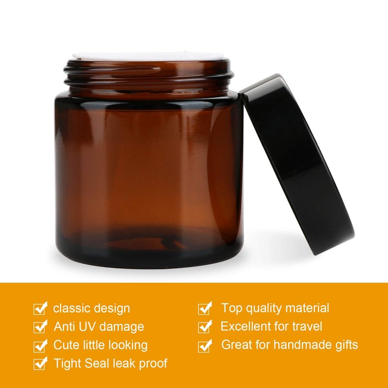 Encheng 25Pack of 4 oz Amber Round Glass Jars, with