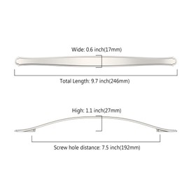 Asidrama 10 Pack 7.5 Inch(192mm) Brushed Satin Nickel Kitchen Cabinet Handles Cabinet Pulls Kitchen Cabinet Hardware for Cupboard Drawer Pulls