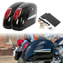 ECOTRIC Motorcycle Saddlebags W/Lock & Lights 36L Pair Compatible with Honda Yamaha Harley Sporster Softail Suzuki Kawasaki vulcan Universal Hard Saddle Bags Trunk Luggage w/Mounting Brackets Black