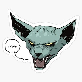 Leyland Designs Lying Cat - Saga Sticker Outdoor Rated Vinyl Sticker Decal for Windows, Bumpers, Laptops or Crafts 5"