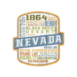 Die Cut Sticker Lake Tahoe, Nevada, Rustic Typography, Vinyl Sticker 3 to 6 inches, (Waterproof Decal for Cars, Water Bottles, Laptops, Coolers), Large