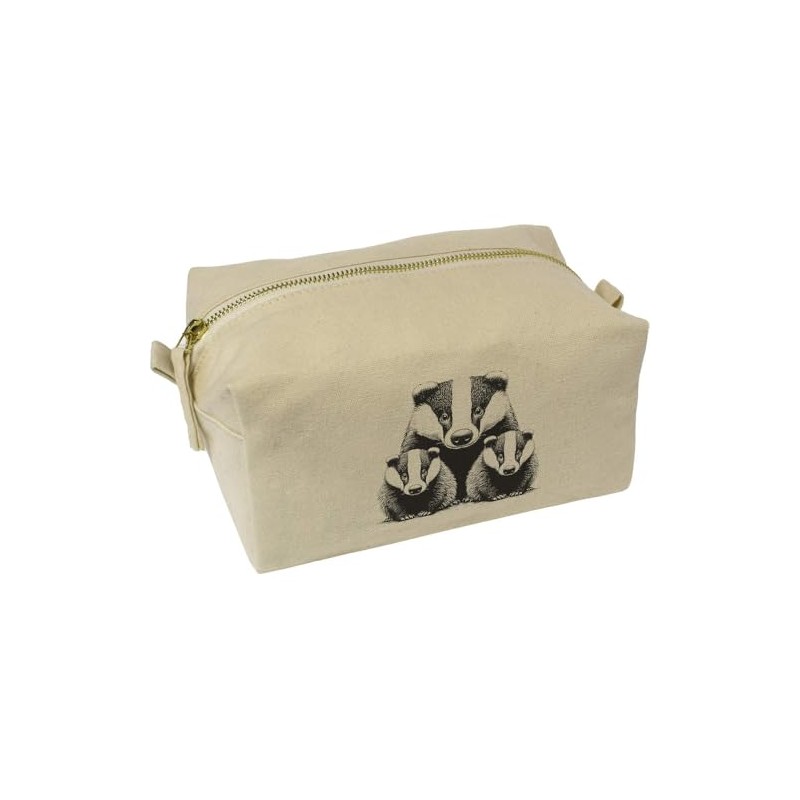 'Badger Family' Canvas Wash Bag/Makeup Case (CS00043547)