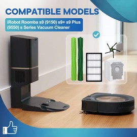 FLYBINGO 16 Pcs Accessories Compatible with iRobot Roomba s9 (9150) s9+ s9 Plus (9550) s Series Vacuum Cleaner, 2 Set Main Rubber Brushes,6 Side Brushes,6 HEPA Filters,2 Tools