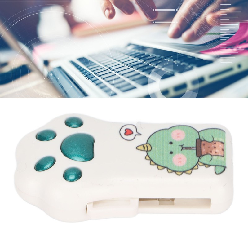 Flash Drive Green Dinosaur Pattern Cat Paw Shape USB2.0 Memory