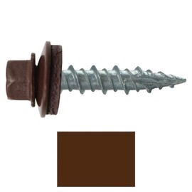 Metal Roofing Screws: (250) 10 x 1 Brown Hex Head Sheet Metal Roof Screw. Self Starting Metal to Wood siding Screws. EPDM Washer. Colored Head