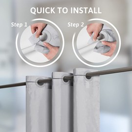 Furlinic Light Grey No Hook Small Stall Shower Curtain 48x78 Inch,Half Narrow Size Polyester Fabric Bathroom Curtains with 6 Plastic Split Grommets,Hotel Quality Waterproof Washable Bath Curtain